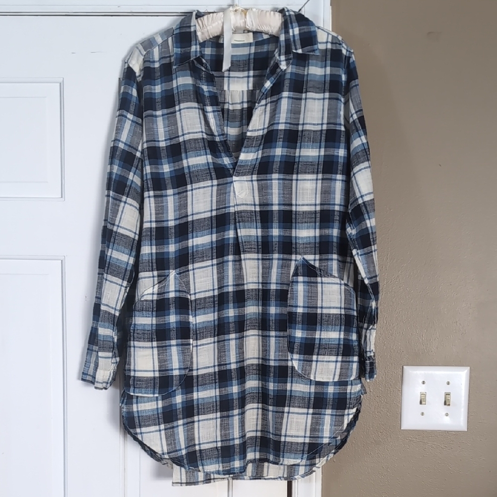 CP Shades Plaid Cotton Tunic XS